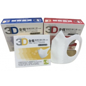 Easy-O-Fit 全程~3D醫療防護口罩(30片入*72盒/箱購)，M臉小成人女性用(紅盒)(9-11公分)/台灣製造，平均一盒120元(圖片遺失)